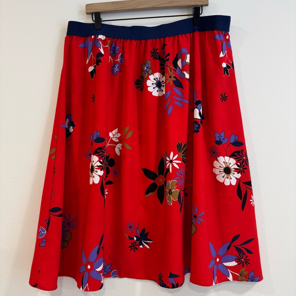 Modcloth Skater Floral Red Skirt 1X